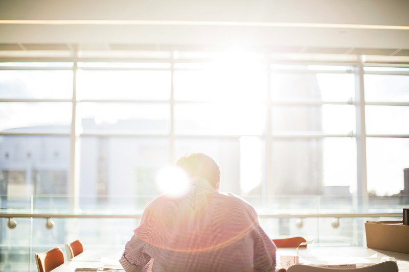 Sun shining into an office